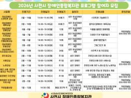 사천시 장애인종합복지관, 장애인의 삶의 질 향상을 위한 2026년 프로그램 참여자 모집  기사 이미지