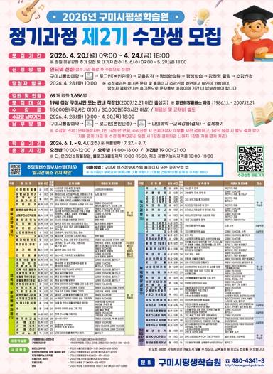 구미시, 평생학습 정기과정 2기 수강생 1,656명 모집 기사 이미지