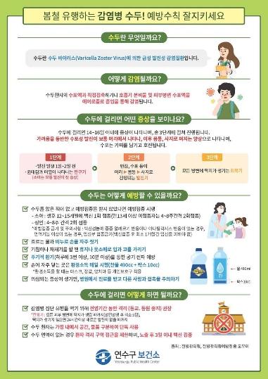 연수구보건소, 수두 환자 증가에 따라 감염예방 수칙 준수 당부 기사 이미지