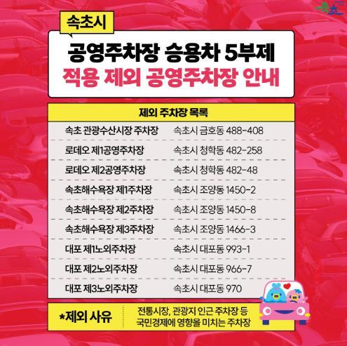 속초시, 관내 유료 공영주차장 9개소 5부제 적용 ‘제외’ 기사 이미지