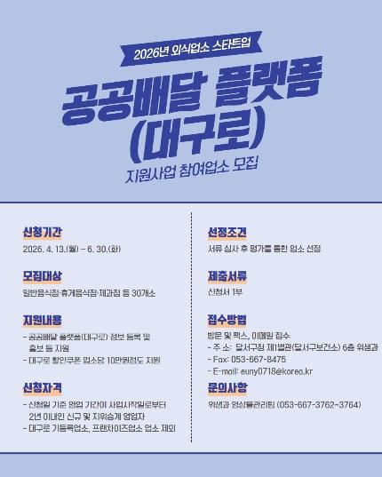 달서구, 신규 외식업소 ‘대구로’ 등록 지원…공공배달로 판로 확대 기사 이미지