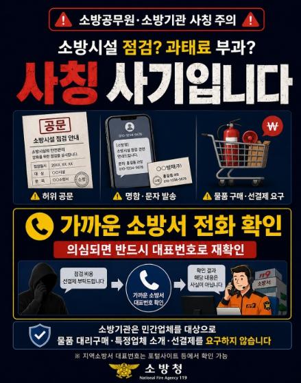 홍성소방서, 소방관 사칭 선입금 요구 주의 당부 기사 이미지