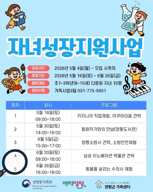 양평군가족센터, 다문화가족 자녀 '미래설계 프로그램' 참여자 모집 기사 이미지