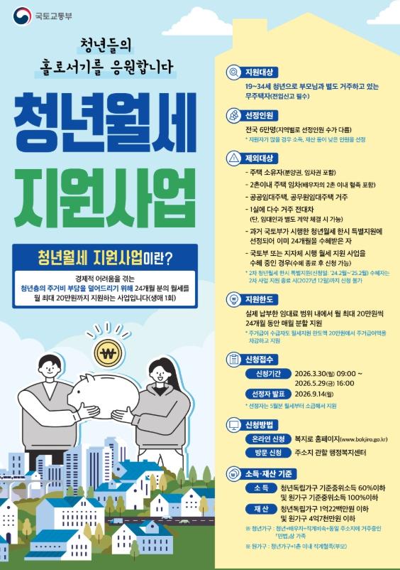 통영시, 청년월세 지원사업 5월 29일까지 신청하세요! 기사 이미지