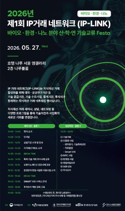 지식재산처, 대학·공공연 우수특허, 기업 성장동력으로…나노·바이오·환경 지식재산 거래장터 열린다