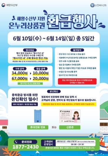 창원시, 6월 수산물 장바구니 물가안정을 위한 온누리상품권 환급행사 실시 기사 이미지