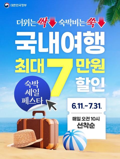 문화체육관광부, 국내여행 최대 7만 원 할인 '숙박 세일 페스타' 기사 이미지