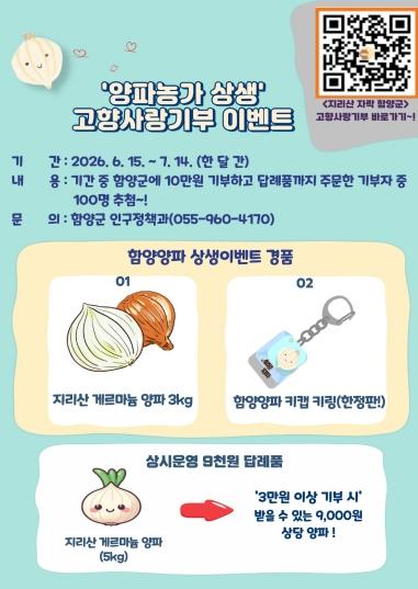 함양군, 고향사랑기부제로 양파 농가 돕는다. 기사 이미지