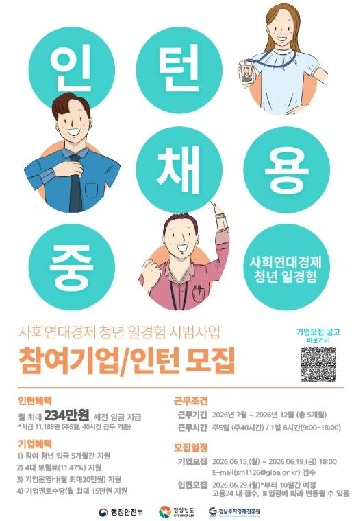 양산시, 사회연대경제 청년 일경험 시범사업 참여 모집 기사 이미지