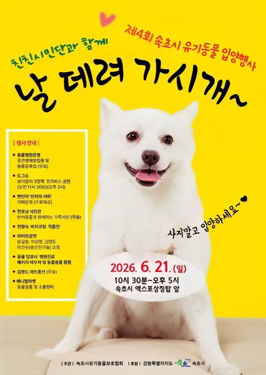 속초시, 제4회 유기동물 입양행사 개최 기사 이미지