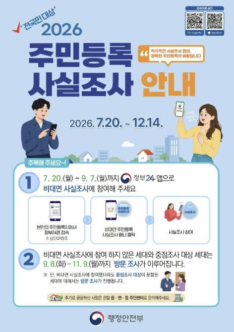 옥천군, 2026년 주민등록 사실조사 실시 기사 이미지