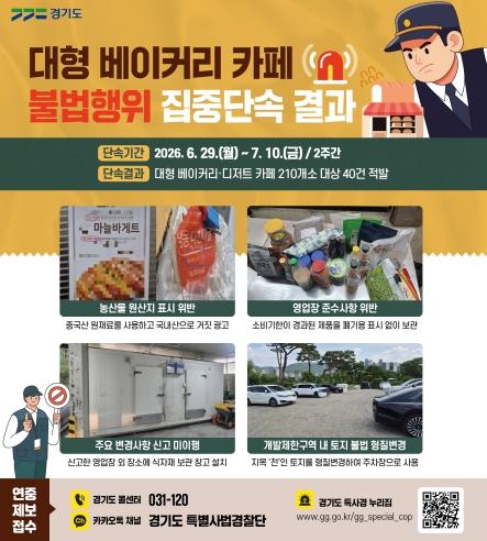 경기도 특사경, 대형 베이커리 업체 불법행위 무더기 적발 기사 이미지