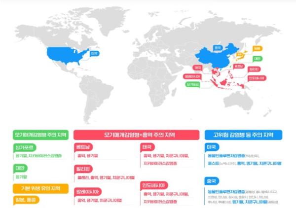질병관리청, 8월 여름 휴가철 상위 10개 해외여행지 한눈에 보는 감염병 지도 확인하세요