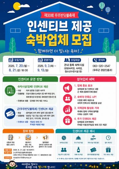 무주반딧불축제, 숙박 인센티브 제공업체 모집 기사 이미지