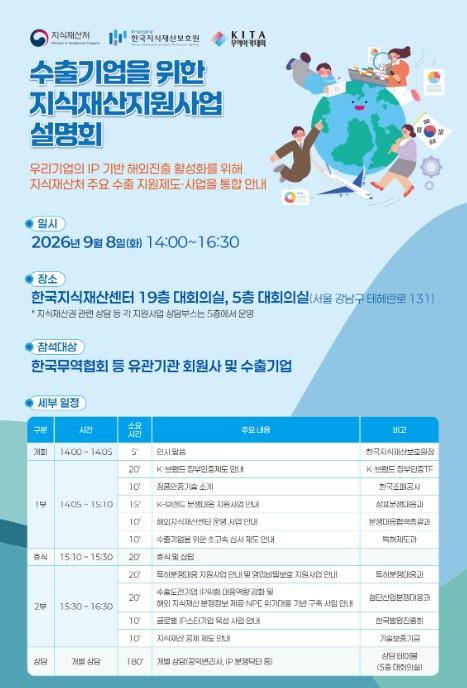지식재산처, 한국무역협회와 ‘수출기업을 위한 지식재산 지원사업 설명회’ 개최... 현장 상담부터 유튜브 생중계까지