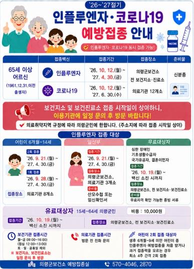 의령군, 인플루엔자·코로나19 예방접종 실시 기사 이미지