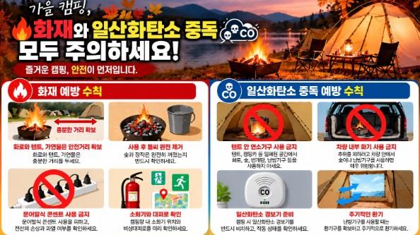 전북소방본부, 10월 가을 캠핑철 화재·일산화탄소 중독 주의 “텐트 안 화기 금물” 기사 이미지
