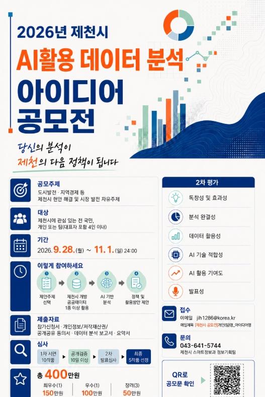 제천시, 인공지능 활용 데이터 분석 아이디어 공모전 개최