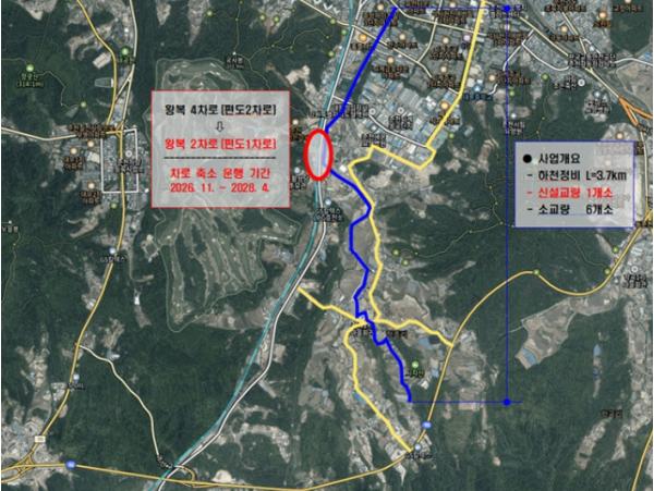 춘천 김유정로 200m 구간, 11월부터 왕복 2차로로 축소 기사 이미지
