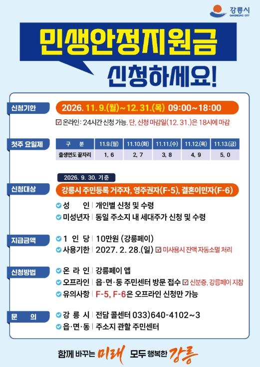 강릉시, 민생안정지원금 영주권자·결혼이민자도 신청하세요! 기사 이미지