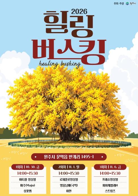 원주시, 반계리 은행나무 아래서 펼쳐지는 '2026 힐링 버스킹' 개최 기사 이미지